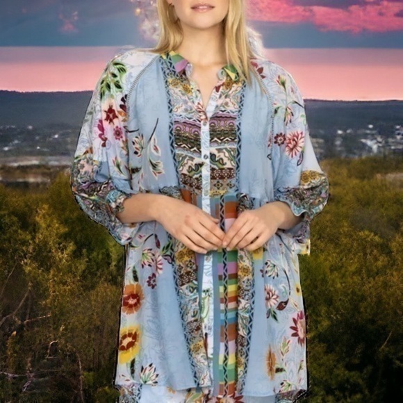 Johnny Was Tops - Johnny Was silk Rainbow Adonia Tunic NWT (Oversized)
